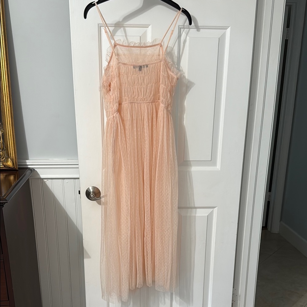 Romeo & Juliet Couture Peach Tulle Dress - Picture 5 of 7